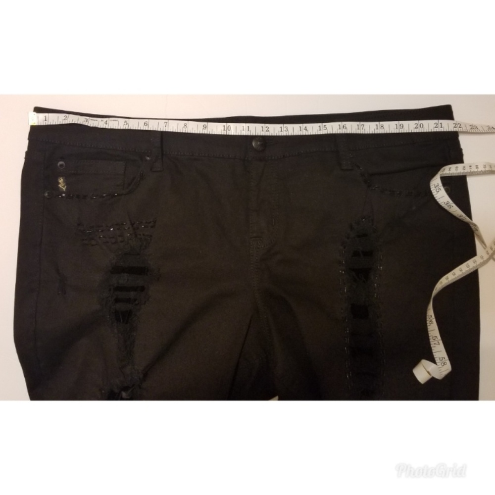 Torrid Black Distressed Embellished Skinny Jeans - Picture 8 of 8